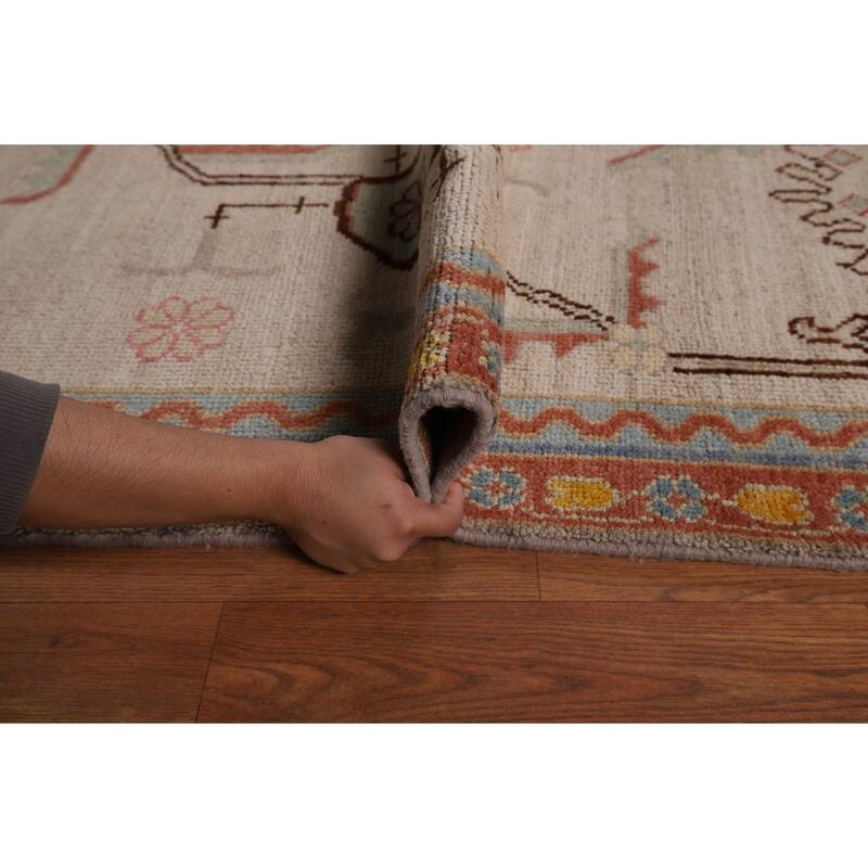 Oushak Turkish Large Area Rug Vegetable Dye Handmade Wool Carpet - 10'0"x 14'3"