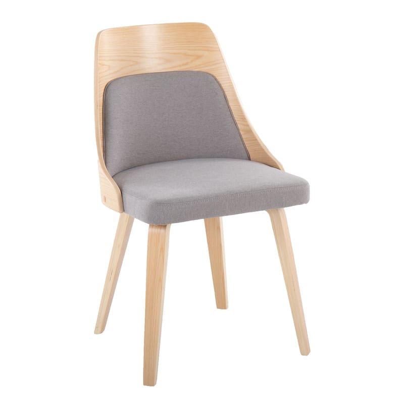 Carson Carrington Vallemala Mid-Century Modern Chair with Bent Wood Legs (Set of 2) - Grey Fabric/Natural