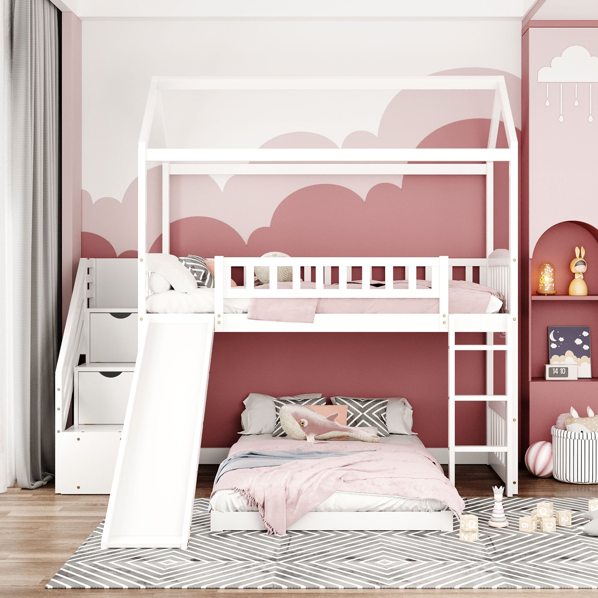 Boy and girl twin bunk beds discount