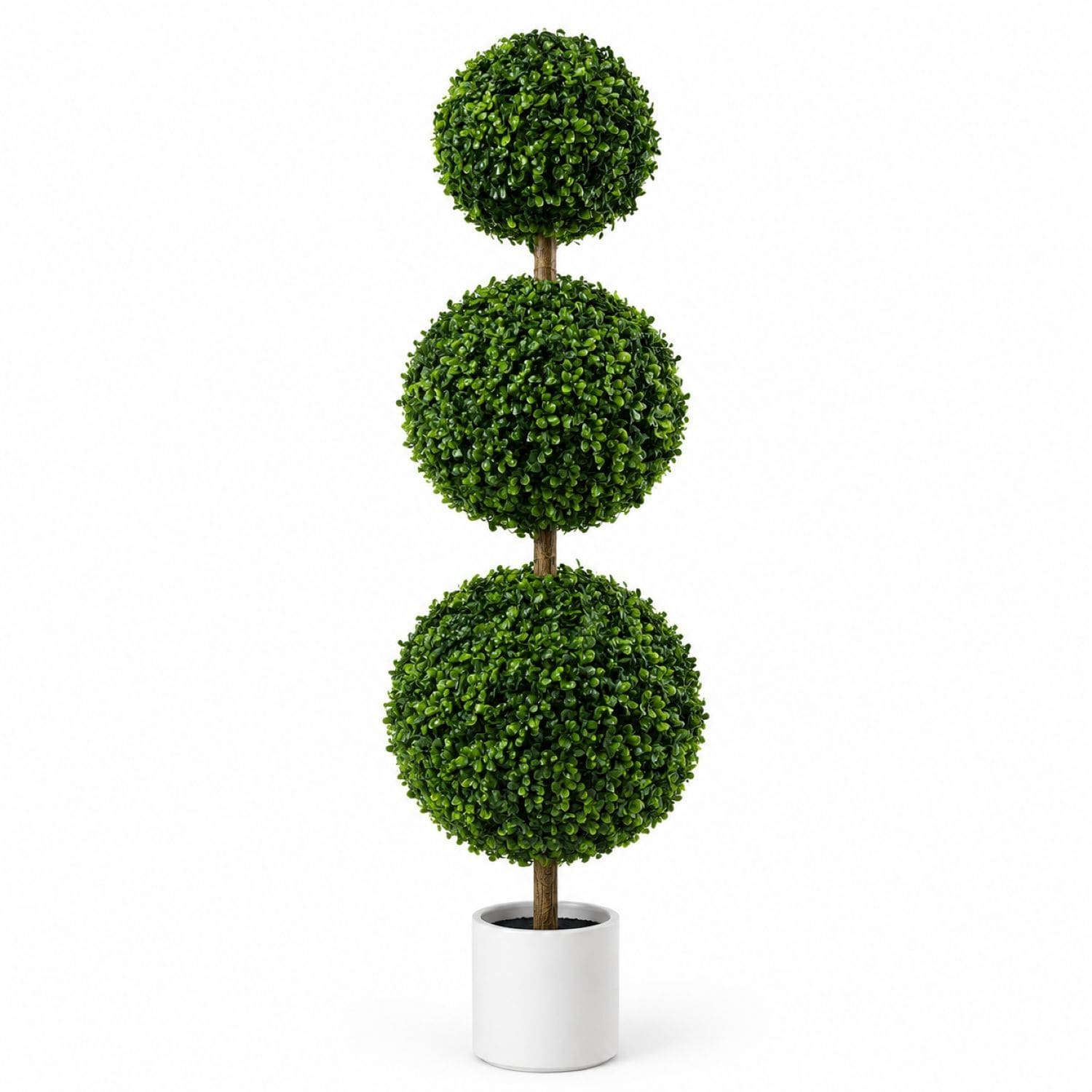 Artificial Triple Ball Boxwood Topiaries Trees Potted - 4FT