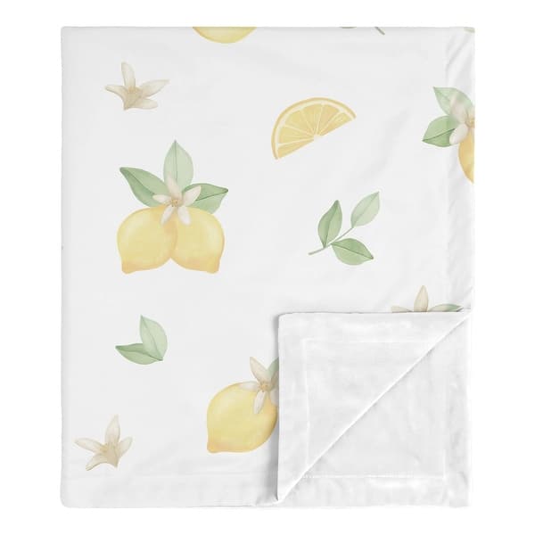 slide 2 of 5, Lemon Floral Girl Baby Receiving Security Swaddle Blanket - Yellow Green White Watercolor Boho Bohemian Farmhouse Fruit Flower