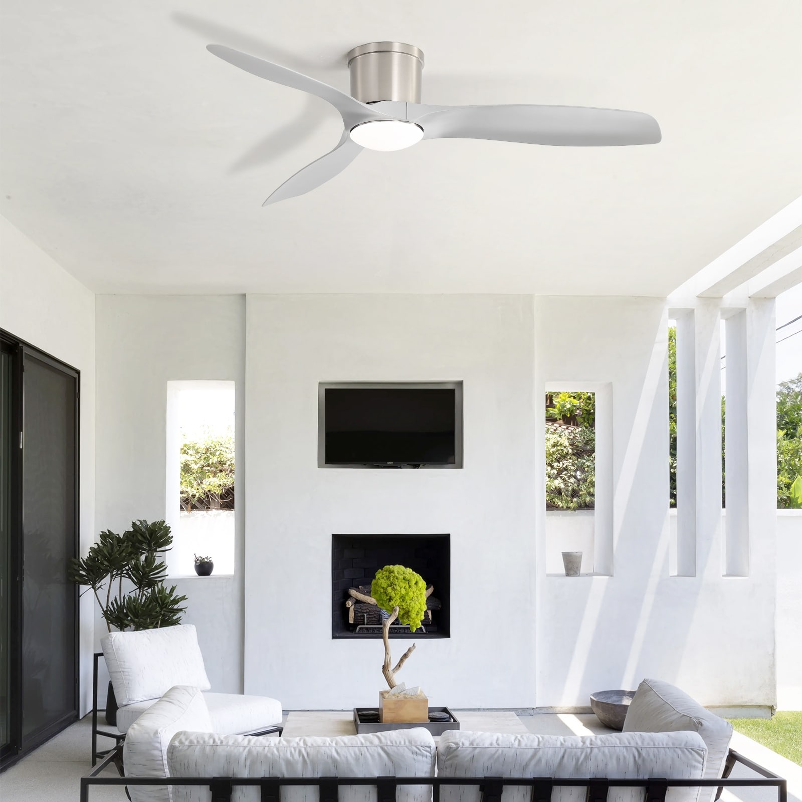 52" Flush Mount Ceiling Fan With Light And Remote – Modern Wood Design For Bedroom Or Living Room