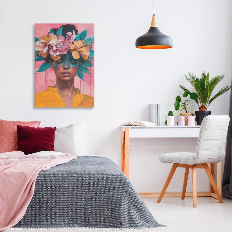 Stupell Woman With Floral Headdress Canvas Wall Art Design By LSR Design Studio