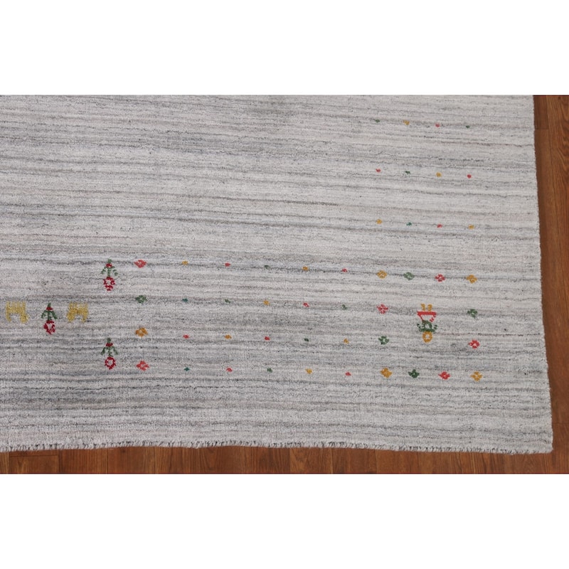 Striped Gabbeh Indian Area Rug Handmade Wool Carpet - 9'3" x 11'8"