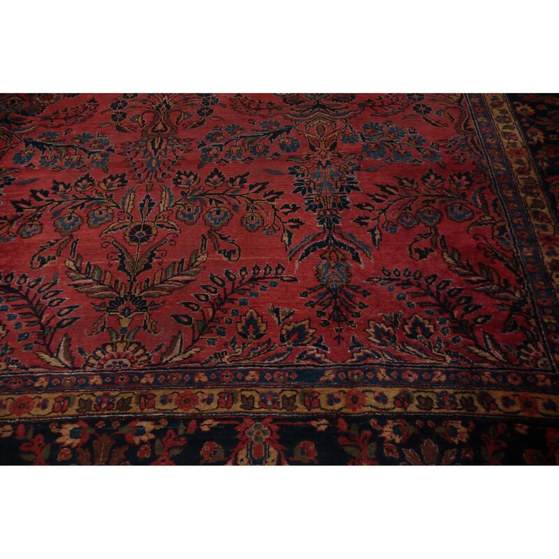 Hand Knotted Oriental 100% Wool Carpet Traditional Floral Pink Sarouk Area Rug - 17' 10'' X 10' 6''