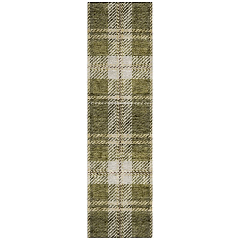 Machine Washable Indoor/ Outdoor Chantille Plaid Cozy Rug