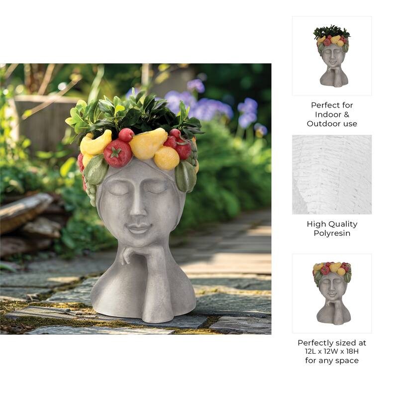 Unique Bust Style Resin Planter or Flower Pot with Crown Detail