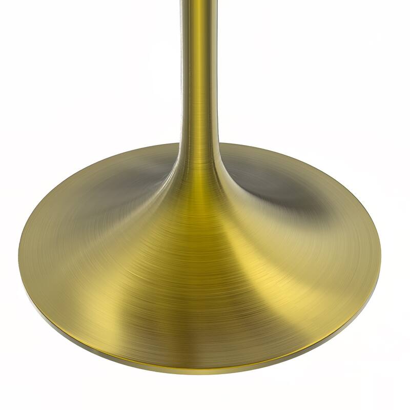 LeisureMod Verve 27" Round Dining Table with MDF Wood TableTop and Brushed Gold Base for Kitchen & Dining Room