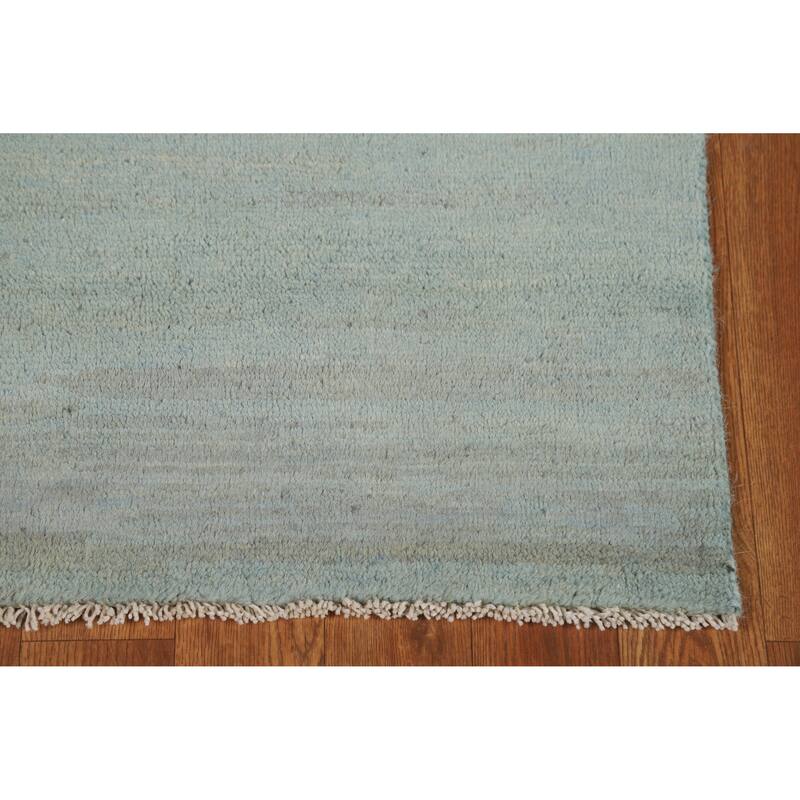 Blue Gabbeh Modern Rug Hand-Knotted Wool Carpet - 2'7" x 4'1"