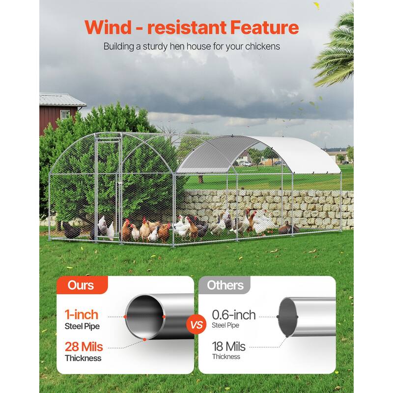 UIMOSO Metal Chicken Coop, Large Walk-in Chicken Runs with Cover, Hen House Enclosure with Security Lock
