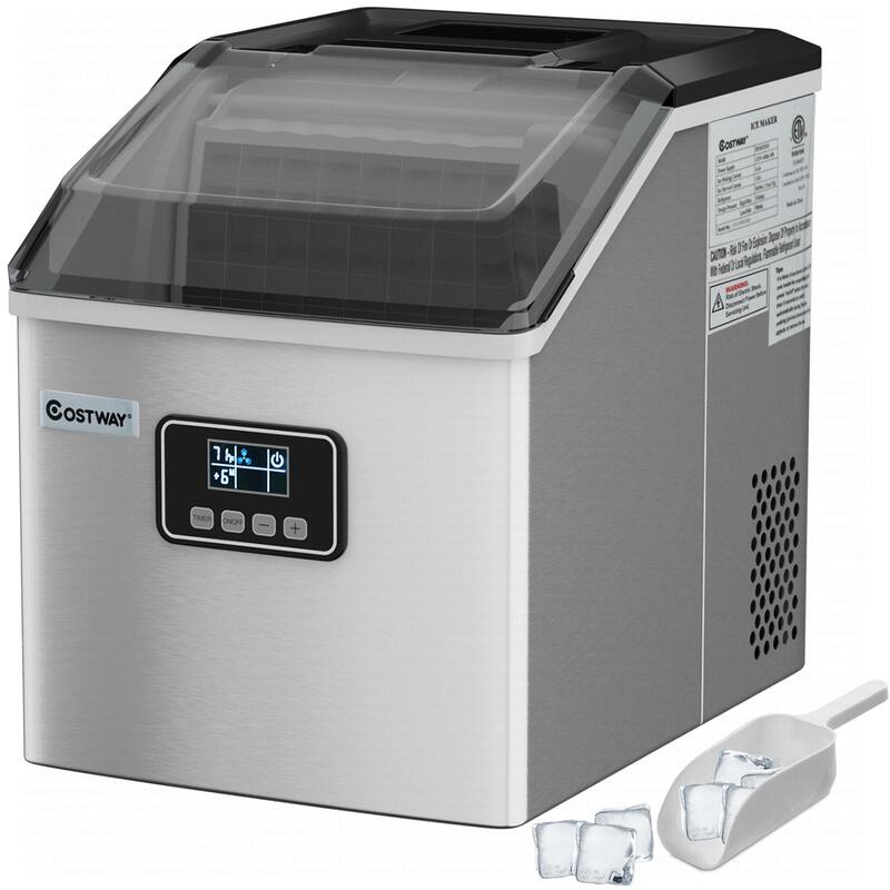 Costway Stainless Steel Ice Maker Machine Countertop 48Lbs/24H - Silver