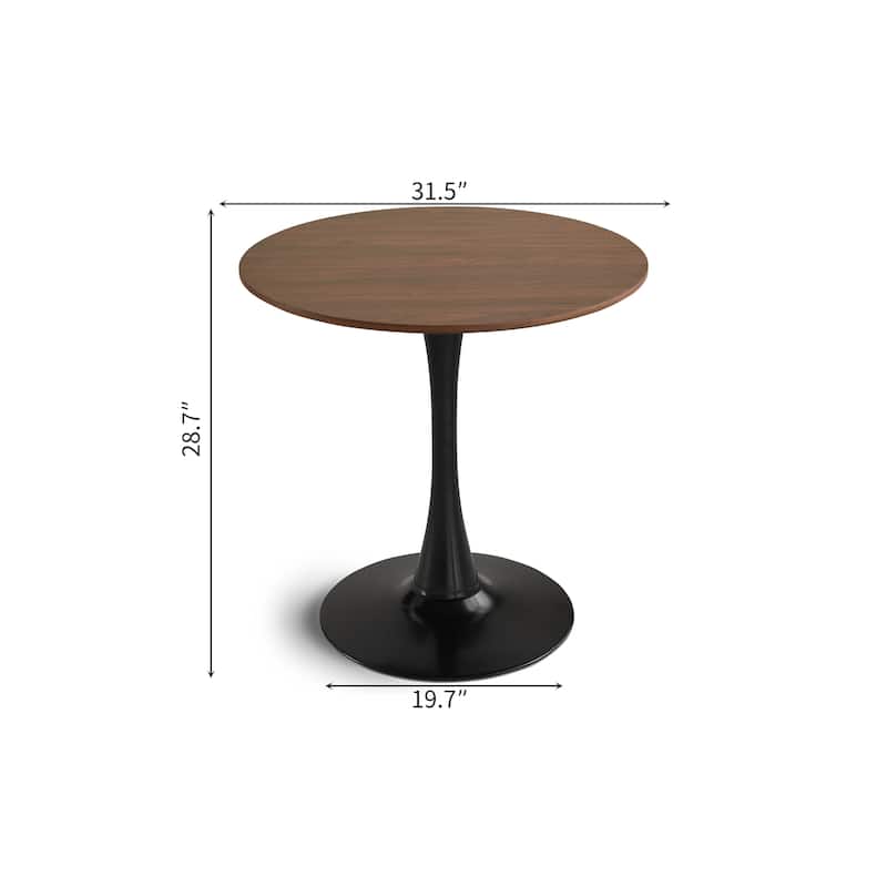 31.5"Round Dining Table For 2-4 People With Walnut Top, Mid-century Walnut Tulip Kitchen Table, Pedestal Table