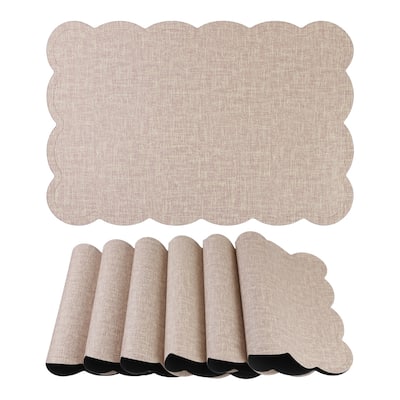 Placemats Set of 6 Ruffle Placemats for Kitchen Dining Table Decor Heat Resistant Table Placemats Wipeable Table Mat - 18*12in