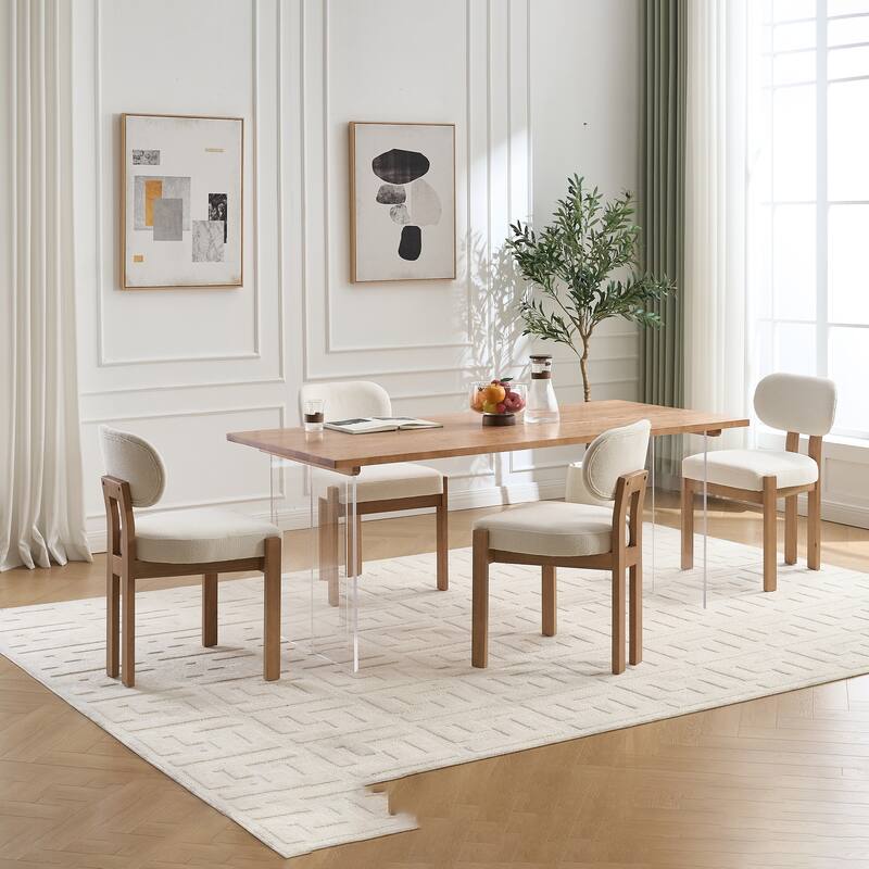 Wooden Dining Chairs Set of 2, Modern Fabric Upholstered Dining Room Chair Kitchen Chairs,Farmhouse Dinner Chair