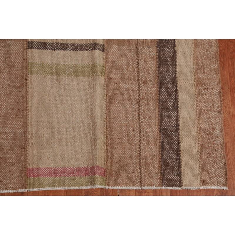 Hand Woven Oriental 100% Jute Carpet Southwestern Modern Brown Kilim Area Rug - 9' 10'' X 8' 4''