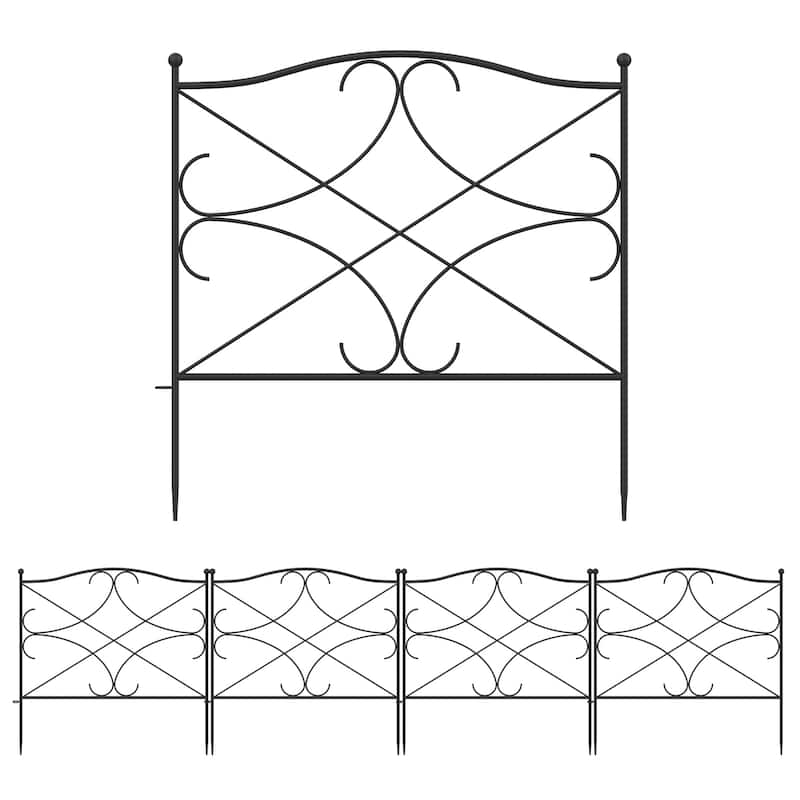 24.4'' Hx23.6'' W Steel Trellis Decorative Metal Fence Panel(5/10 PCS)