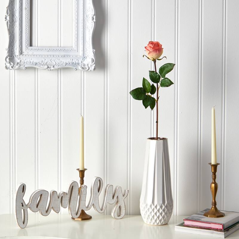 Artificial Orchid Flowers 44In - Set of 3 Realistic Silk Plants for Home Decor - Peach - 20