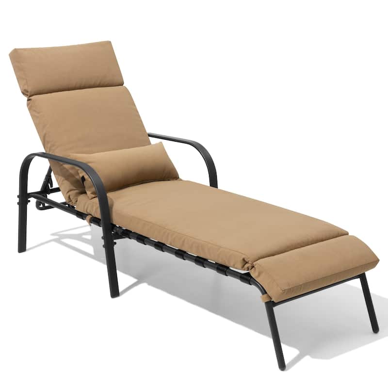 Outdoor Recliner Adjustable Chaise Lounge Chair with Cushion & Pillow