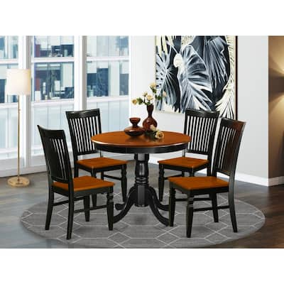 Kitchen Table Set 5 Piece - Dining Table & 4 Chairs - Gothic Glamour Design - Black Cherry Finish
