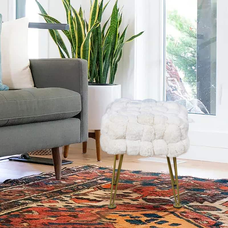 FoxFauxFur Pouf Stool