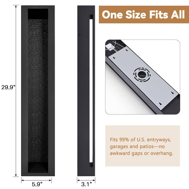 LamQee Modern Black Outdoor Wall Light Linear Textured LED Wall Sconce