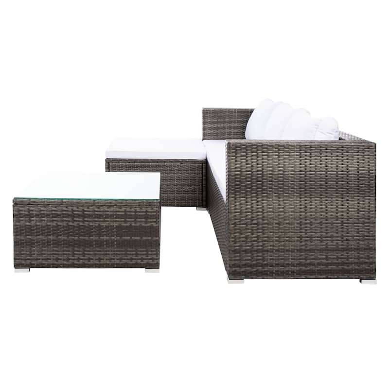 SAFAVIEH Outdoor Patio Furniture Lainey 3-Piece Sectional Conversation Set - 51W x 26D x 27H