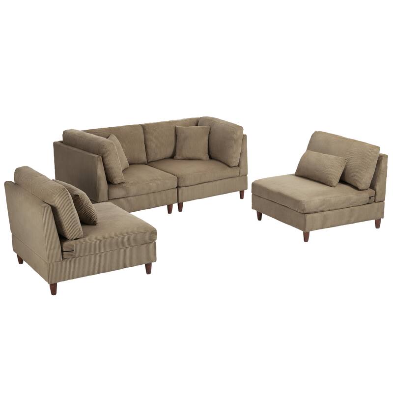 4-Piece Oversized Reversible Upholstered Sectional Modular Sofa