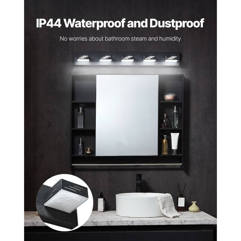 Wall Mounted Modern LED Vanity Light Fixture with 6000K Brightness and Adjustable Head