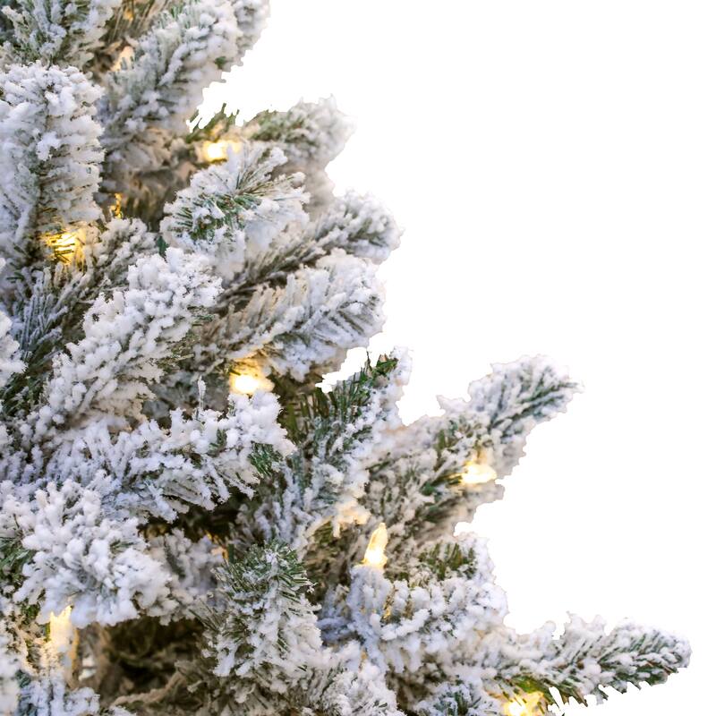 National Tree Company 9 ft. Snowy Hudson Hinged Tree with 1200 Dual Color LED Lights - 9 Foot