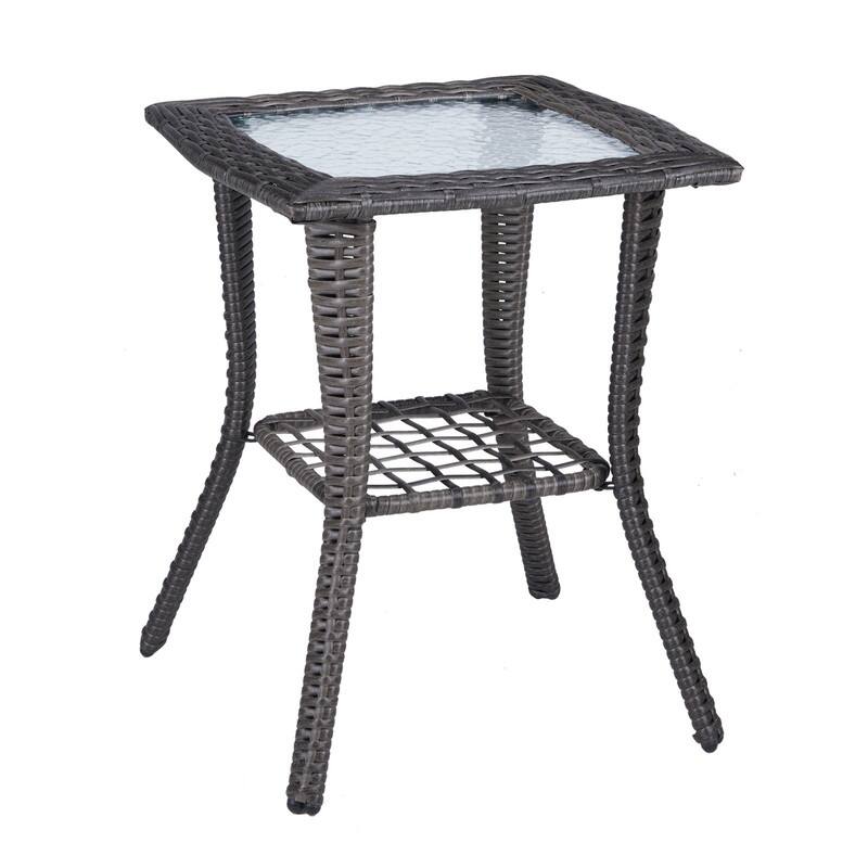 Outdoor Wicker Side Table - Grey