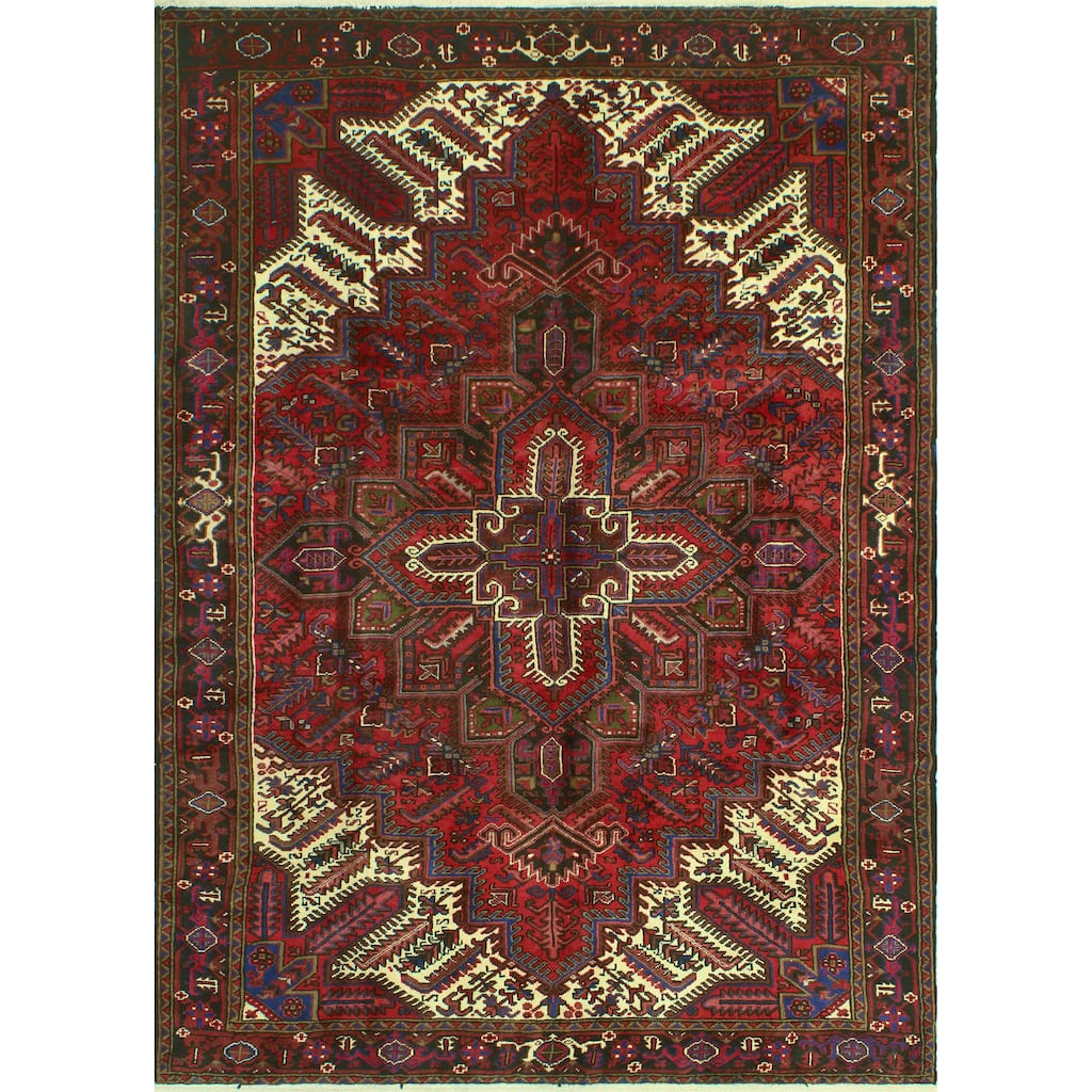 Noori Rug Fine Vintage Heriz Merlin Red/Charcoal Rug - 6'6" x 9'8"
