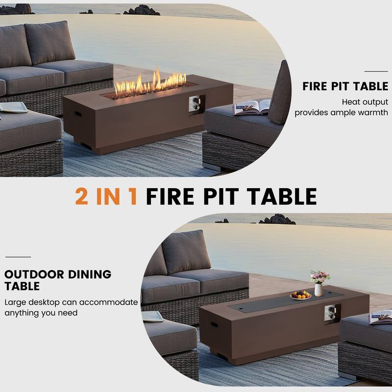 50,000 BTU 30" Outdoor White Round Propane Fire Pit Table and Set