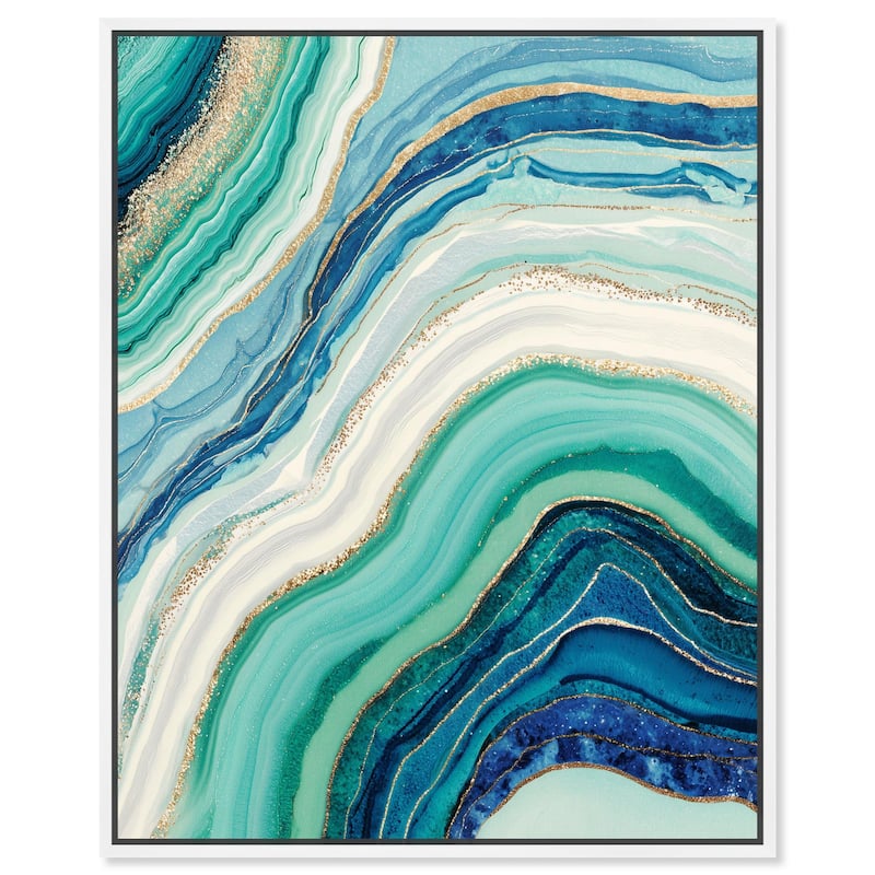 Blue Green Abstract Agate I Canvas by Art Remedy - White - 30" x 36"