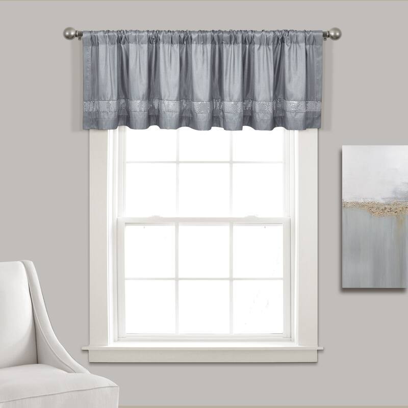 Silver Orchid Viby Faux Silk Night Sky Window Valance - 84x18 - Gray & Silver