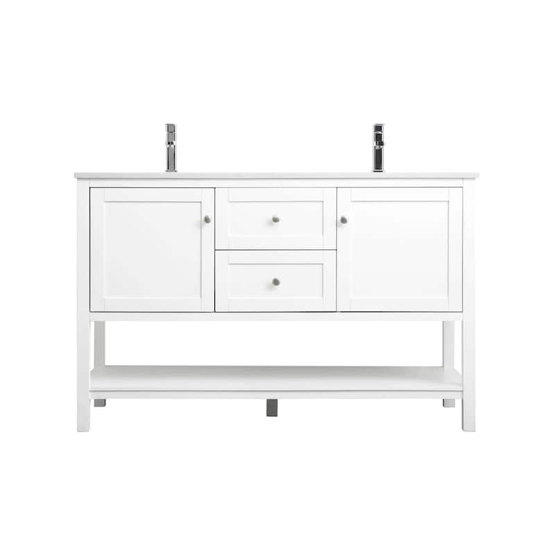 Elegant Lighting VF22254D Heath 54" Free Standing Double Basin Vanity - White