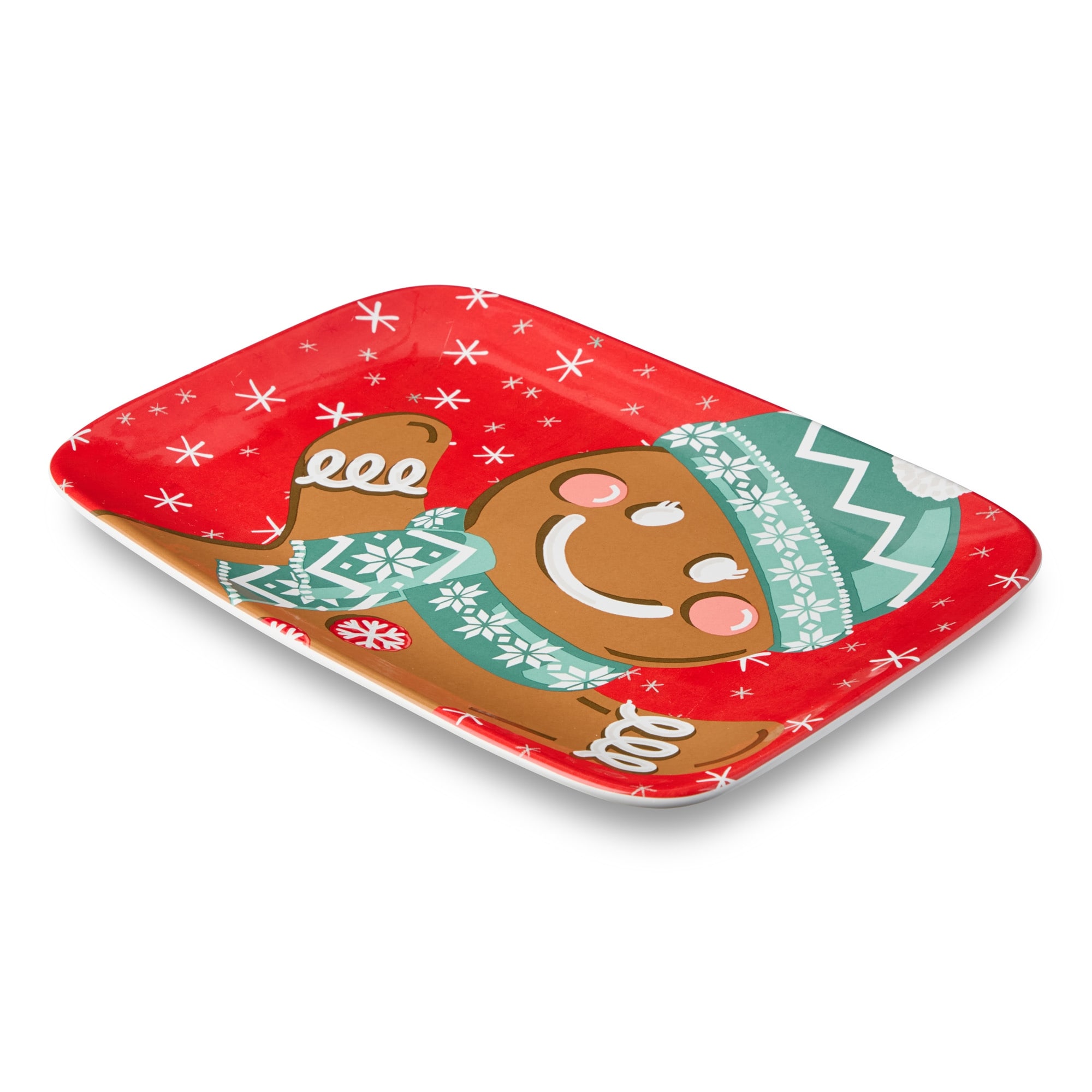 Certifed International Christmas Whimsy Gingerbread Rectangular Platter 14" x 10" - 14 L x 10 W x 1.125 H