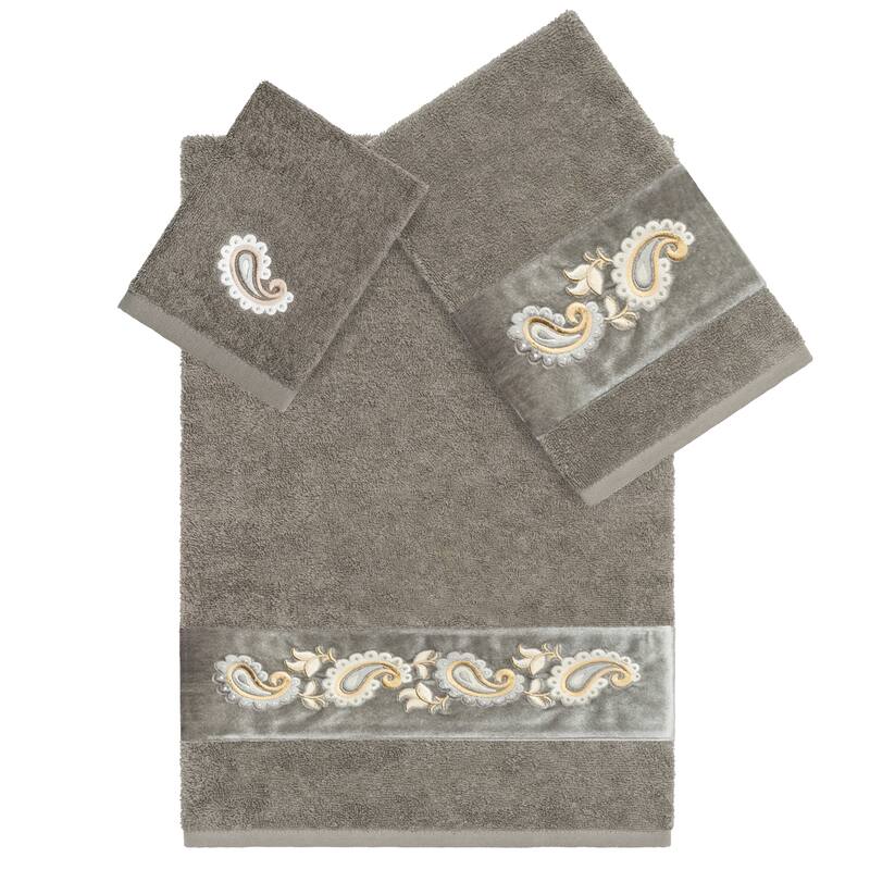 Authentic Hotel and Spa Turkish Cotton Mackenzie 3PC Towel Set - Dark Gray