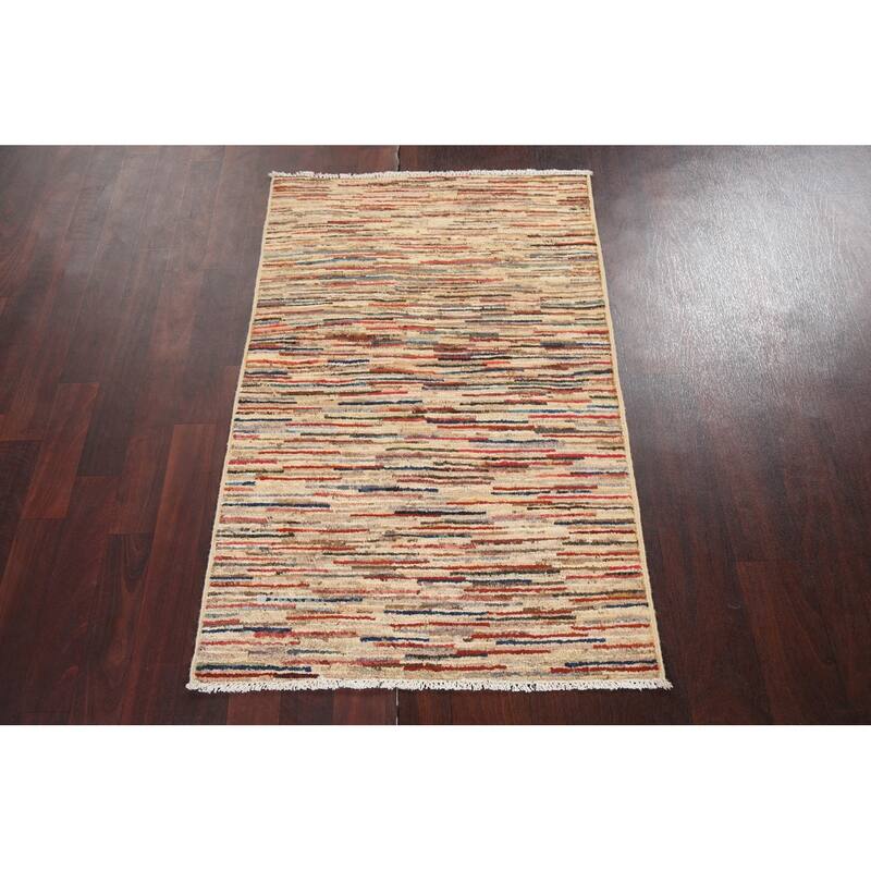 Striped Modern Gabbeh Kashkoli Oriental Area Rug Handmade Wool Carpet - 2'6" x 3'11"