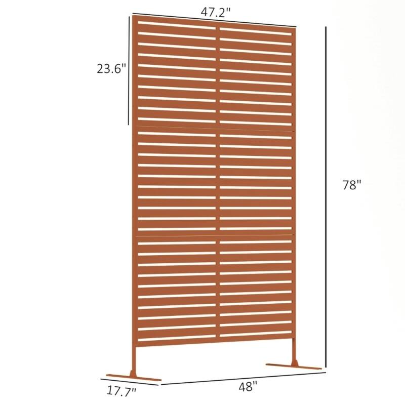Brown Steel Outdoor Privacy Screen with Trellis Panels and Easy Assembly - 48" L x 17.7" W x 78" H