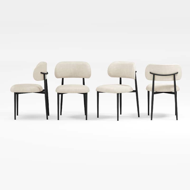 Vibe Upholstered Dining Chair with Black Metal Legs (Set of 4) - Beige