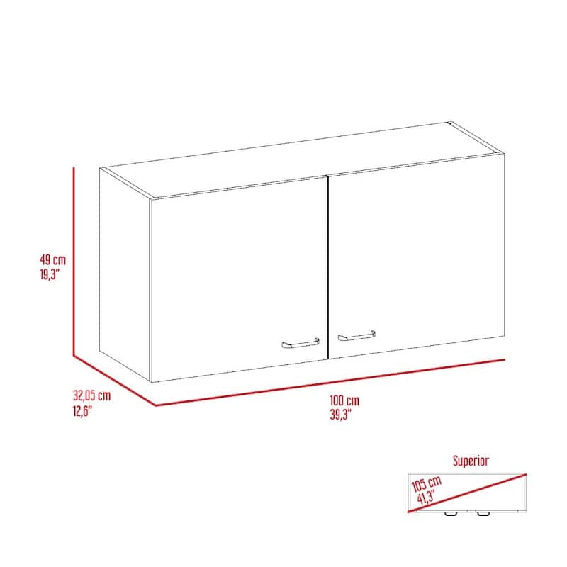 Napoles Wall Cabinet, Two Shelves, Double Door -White / Light Gray