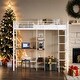 preview thumbnail 1 of 13, Artsy Twin Size Metal Loft Bed and Built-in Desk and Shelves, White White