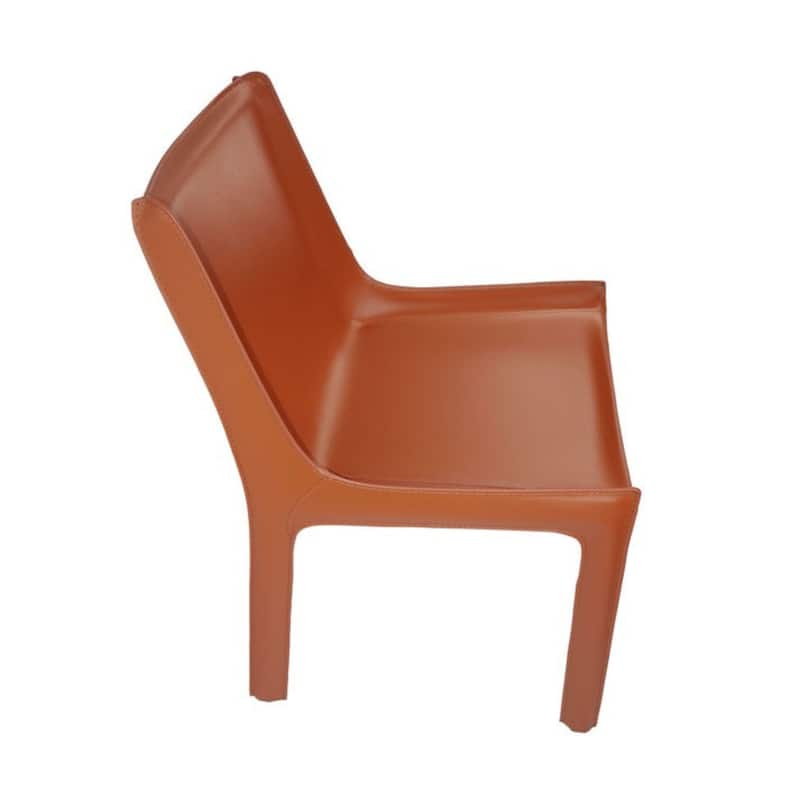 Aria Home Set of 2 Cognac Eloi High Back Recycled Leather Dining Chair