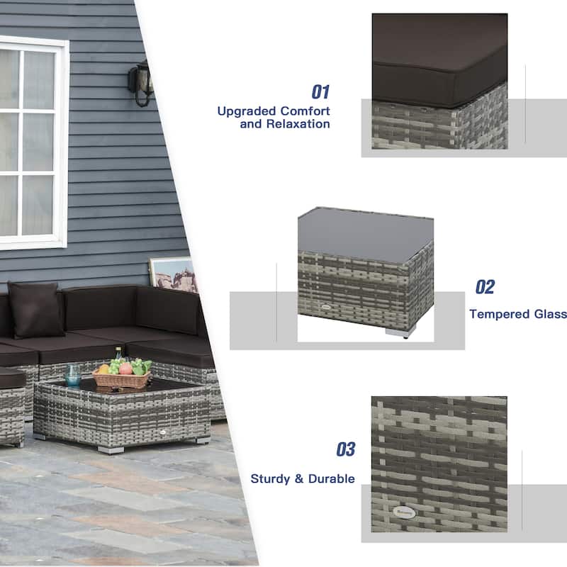 Outsunny 7-Piece Outdoor Wicker Patio Furniture Set