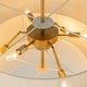 preview thumbnail 8 of 13, 27.5" 6-Light Modern Gold Boho Drum Fabric Chandelier Farmhouse Dining Room Ceiling Light