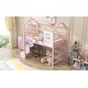preview thumbnail 4 of 27, Twin Metal Loft Bed with Roof and Storage Box, Pink