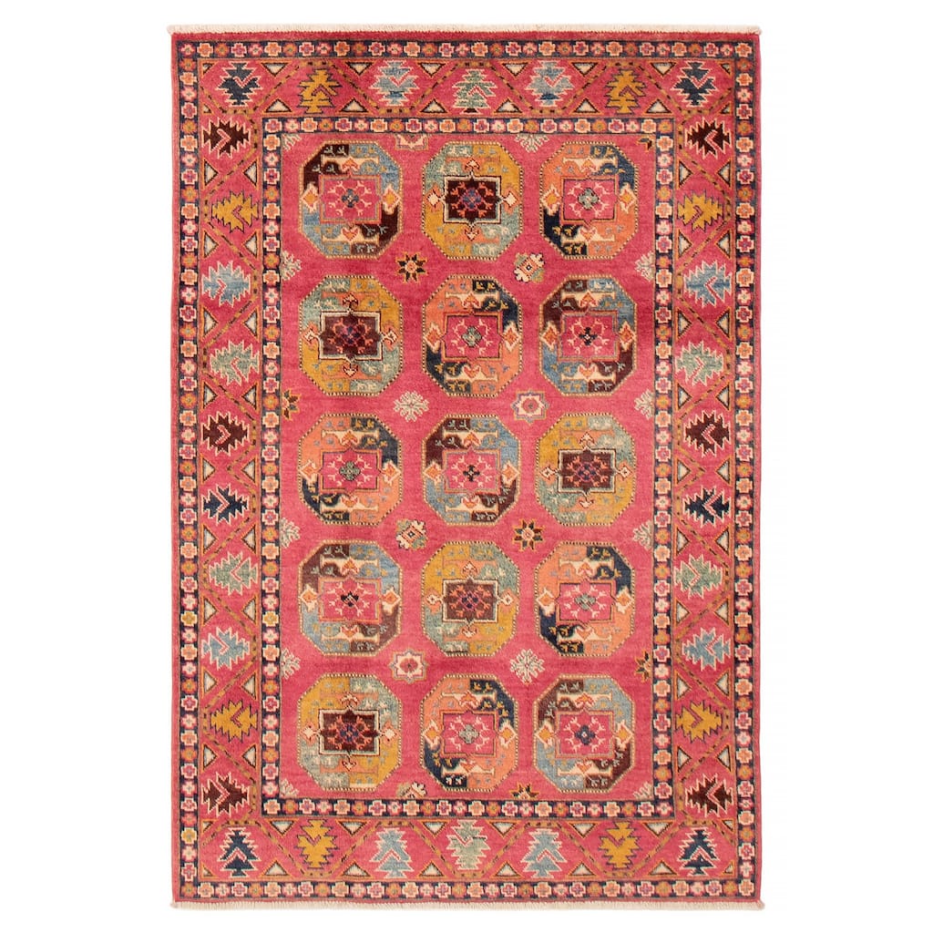 ECARPETGALLERY Hand-knotted Uzbek Ghazni Pink Wool Rug - 3'11 x 5'10