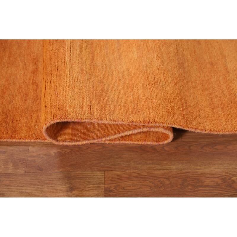 Modern Orange Gabbeh Oriental Area Rug Hand-Knotted Wool Carpet - 5'2" x 7'10"