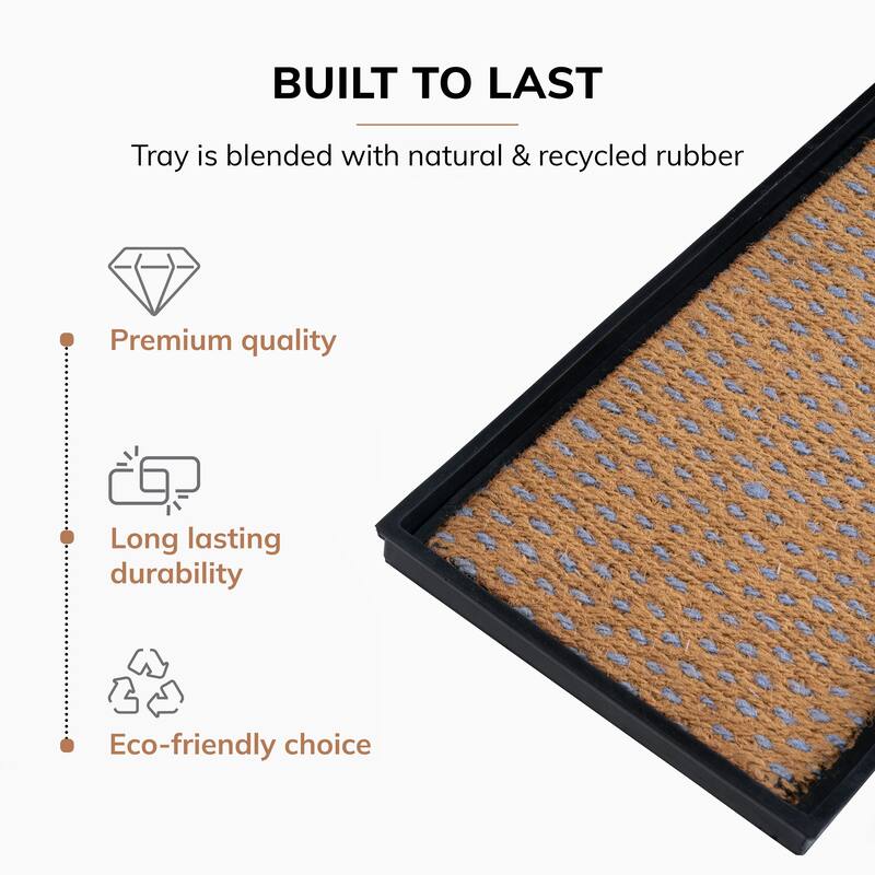 Natural and Recycled Rubber Boot Tray with Tan and Blue Coir Insert
