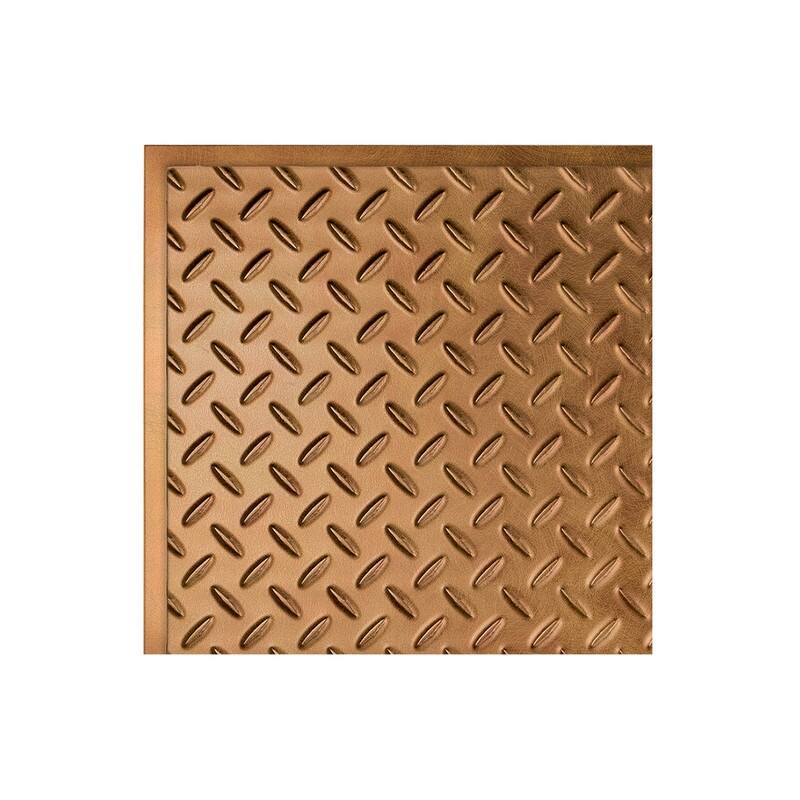 FASÄDE Diamond Plate Revealed Edge Decorative Vinyl 2ft x 2ft Lay in Ceiling Panel in Antique Bronze (5 Pack) - 12in x 12in Sample - Antique Bronze